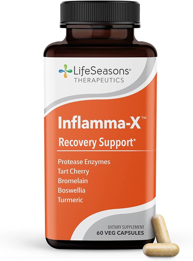 LifeSeasons Inflamma-X Joint & Tissue Support Supplement – Supports Muscle Comfort, Recovery & Flexibility – Herbal Formula with Turmeric, Bromlein, Boswellia & Protease Enzymes – 60 Capsules