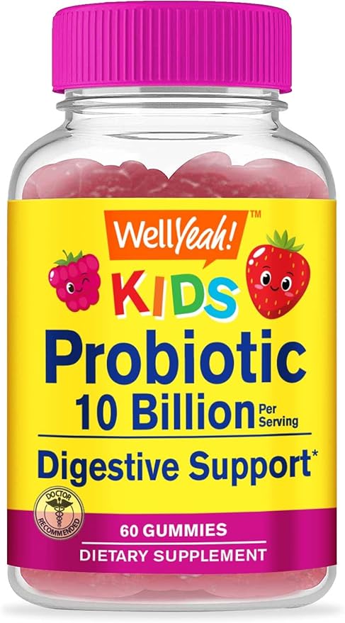 WellYeah Probiotics for Kids Gummies -10 Billion CFU - for Gut Health, Immune Health and Digestive Support - Berry Flavor Chewable Supplement - Vegan, Non GMO, Gluten Free Kids Probiotic -60 Gummies