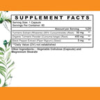 Vegan Turmeric Curcumin with Black Pepper Extract (60 Veggie Capsules-2 Month Supply), 95% Curcuminoids - All Natural Powerful Antioxidant for Joint Support and Relief (1-Bottle)