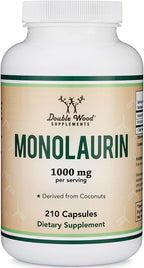 Monolaurin Immune Support Supplement 1,000mg per Serving, 210 Capsules (Vegan Safe, Non-GMO, Gluten Free) Immune Booster for Adults, Immune System Defense by Double Wood