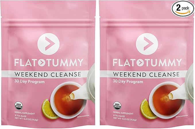 Flat Tummy Weekend Cleanse Tea-30 Day Program-All Natural Colon Cleanse w/Senna and Dandelion Root,Provides Bloating Relief for Women-Detox-Cleanse for Digestion Support and Gas Relief,(Pack of 2)