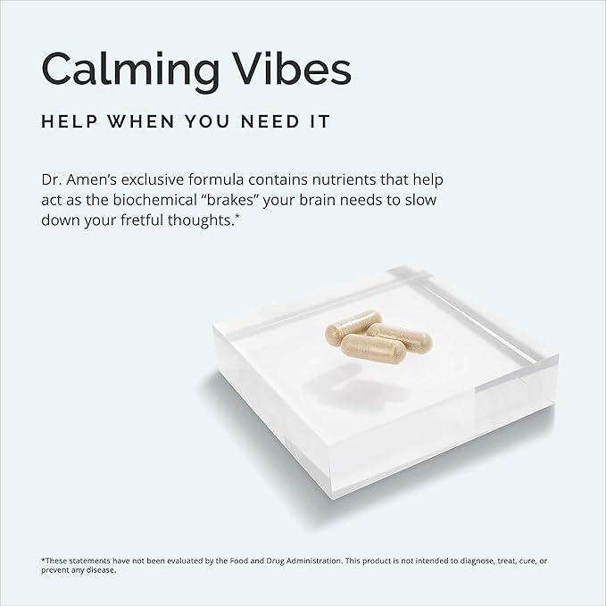 BRAINMD Dr Amen GABA Calming Support - 90 Capsules, Pack of 2 - Promotes Relaxation - Contains Magnesium, Vitamin B6 & Lemon Balm - 180 Total Servings