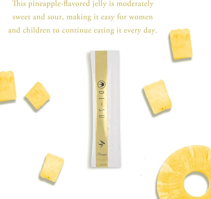 BI-SU Beauty Essence Collagen Jelly Stick with Vitamin C, Fish Collagen Peptides, Anti Aging, Maintain Skin Elasticity, Immunity Support, Japan Beauty Skin Care Secret, Pineapple Flavor, 30 PCS