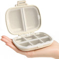 Travel Pill Organizer, 6+2 Extra Large Compartments Portable Pill Case, Daily Pill Box to Hold Vitamins, Small Pill Container for Pocket Purse Medicine Organizer（Beige）