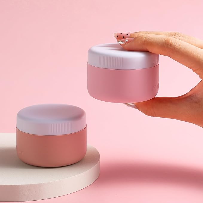 kuangre Travel Containers for Toiletries, Silicone Cream Jars BPA-Free, Leak-proof 2oz Travel Size Containers, Portable Size Silicone Jars with Lid for Cosmetic Face Hand Body Cream (4 Pack)