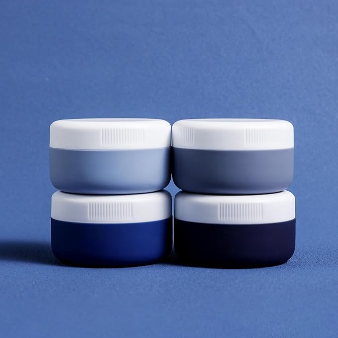 Kuangre Travel Containers for Toiletries, Silicone Cream Jars BPA-Free, Leak-proof 1.35oz Travel Size Containers, Portable Size Silicone Jars with Lid for Cosmetic Face Hand Body Cream (4 Pack)