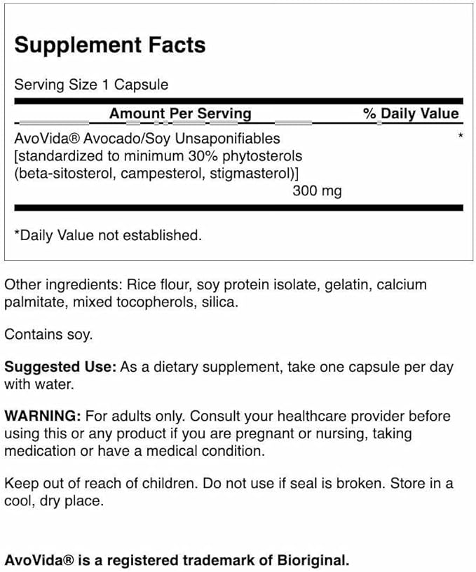 Swanson AvoVida - Cartilage & Joint Health Supplement to Support Mobility & Flexibility* - Contains Phytosterols from Avocado & Soy Extracts - Non-GMO - 60 Capsules (2 Pack)