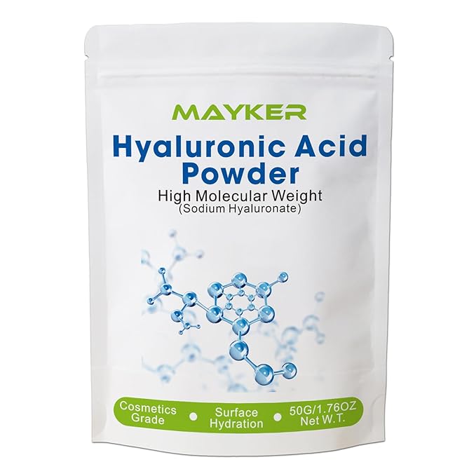 MAYKER Pure Hyaluronic Acid Powder 1.76 oz | High Molecular Weight, Cosmetic Grade | To Make 115+ oz Hydrating Serums For Skin Hydration, Clear, Gel-like Texture | No fillers, No Additives