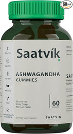 Saatvik Zero Sugar Ashwagandha & Vitamin D Gummy - 60 Count - Mixed Berry, KSM-66, Vegan, Plant Based, Non-GMO, Gluten-Free & Gelatin Free Relax. Restore. Unwind, Pack of 1