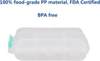 Pill Case - Portable Supplements Tablet Container Box with 10 Compartments - Medicine Capsule Vitamin Foldable Organizer Dispenser Holder Storage for Travel Trip Pocket Purse - Clear White