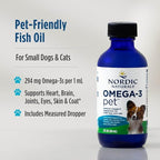 Nordic Naturals Omega-3 Pet, Unflavored - 2 oz - 294 mg Omega-3 Per One mL - Fish Oil for Small Dogs & Cats with EPA & DHA - Promotes Heart, Skin, Coat, & Immune Health