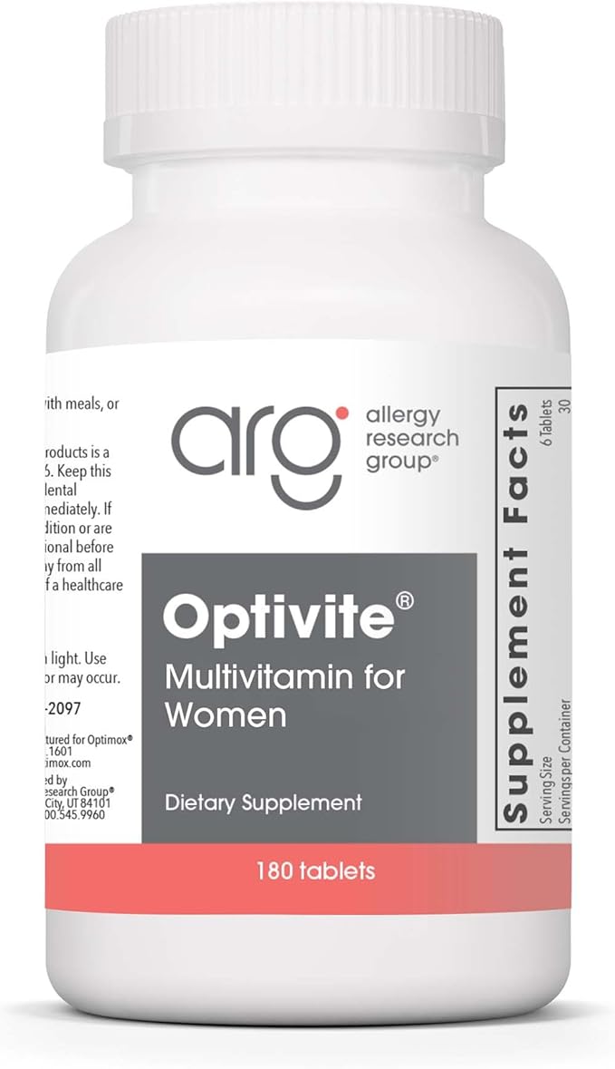 Optimox ARG Optivite - Women’s Multivitamin Multimineral - Hormone Balance & PMS Support - Enhanced with Flavonoids, Enzymes & Betaine HCl - 30 Servings - 180 Count