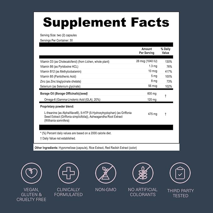 LOONI PMS Relief Balance Beam Supplement for Women – Hormone Balance for Menopause, B12, Omega-6, Zinc & Nootropics – Supports Mood Swings, Cramps, Cravings – 60 Vegan Capsules