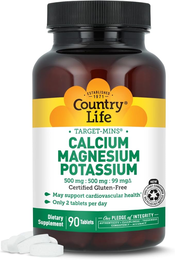 Country Life Target Mins - Calcium Magnesium Potassium, 500mg/500mg/99mg per 2 Tablets - 90 Tablets