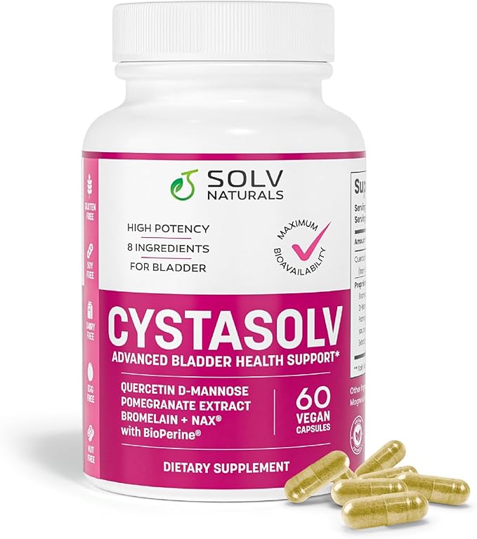 CYSTASOLV Bladder & Pelvic Discomfort Formula - Enjoy Less Urgency & Flares* with Daily IC/BPS UTI Support – Premium Bladder & Urinary Support for Women & Men - 60 Vegan Capsules
