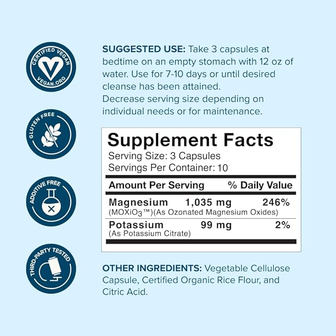 nbpure MagO7 - Natural Colon Cleanse & Detox - Occasional Constipation Relief, Stool Softener, & Bloating Support for Men & Women - Ozonated Magnesium Oxide, 30 Capsules