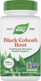 Nature's Way Black Cohosh Root, Traditional Support for Women's Health*, 540 mg per Serving, Non-GMO Project Verified, 100 Capsules (Packaging May Vary)
