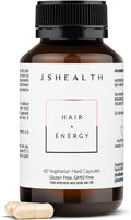 JSHealth Hair Growth Vitamins for Women. Hair + Energy with Kelp Iodine and Zinc. Supports Thickness, Strength, Energy. Nutritionist-Formulated (60 Capsules)
