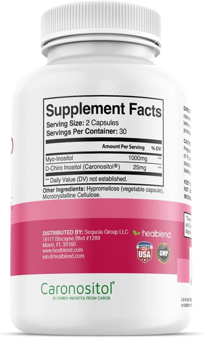 Myo & D-Chiro Inositol Plus Supplement Blend, Hormonal Balance, Healthy Ovulation and Overall Wellness Support for Women, Fertility and Pregnancy Health, 60 Capsules
