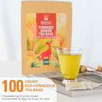 WT WEETEE Turmeric Ginger Tea Bags, 100% Pure Turmeric and Ginger Root Herbal Blend Savory & Spicy, Natural Caffeine-free Spice Tea