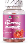 Skin Glowing Gummies, Contains Keratin & Bioth, Lightening Skin, Dark Spots, Pigmentation Care, Antioxidant, 60 Count