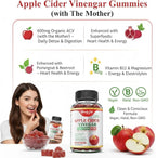 Apple Cider Vinegar Gummies with The Mother – Organic ACV + Pomegranate, Beetroot & B12 – Digestive, Detox & Energy Support – Vegan, Halal – 60 Gummies