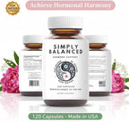 Simply Balanced – Hormone Balance for Women – Restore Hormone Harmony – PMDD Supplements for Women – Perimenopause – Menopause – Cortisol Reducer – PMS – PCOS Supplements – 120 ct