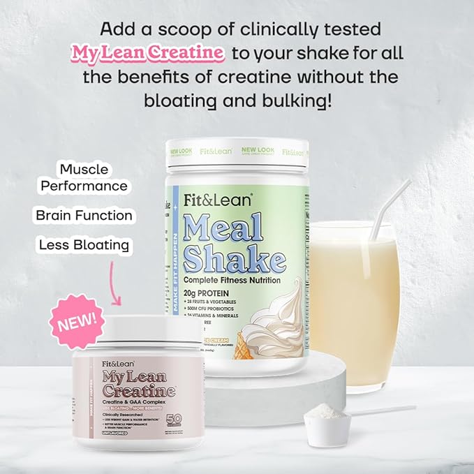 Fit & Lean Meal Shake, Fat Burning Meal Replacement, Protein, Fiber, Probiotics, Vanilla, 1lb, 10 Servings Per Container