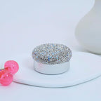 Small Pill Case 3 Compartments, Metal Round Portable Pill Box, Waterproof Travel Pill Organizer, Pocket Purse Medicine Vitamin Holder EDC Container (Silver with Rhinestone)