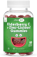 Elderberry Zinc Gummies - Organic Sambucus Elderberry Gummies with Zinc and Vitamin C - Vegan Immune Support for Adults and Kids - Chewable Elderberries Supplements for Immunity Boost - 60 Gummies