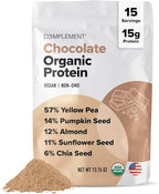 Complement Vegan Chocolate Protein Powder - Organic Protein Low Carb, Low Calorie, Sugar Free, Soy Free, Non-GMO, Gluten Free - 15g Yellow Pea, Pumpkin Seed Protein Powder (15 Servings)