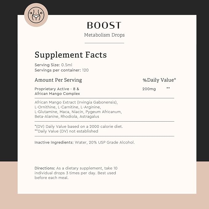 BODY COMPLETE RX Boost Drops with Maca Root, Amino Acids, L Glutamine, Niacin, and Rhodiola for Energy, Digestion, and Thyroid Support for Women, Plant Based, 60 ML