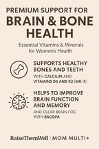 Raise Them Well Mom Multi+ Daily Multivitamin for Women with Active Folate, Adaptogens & Bacopa, Energy, Stress & Cognitive Support, 120 Veggie Capsules