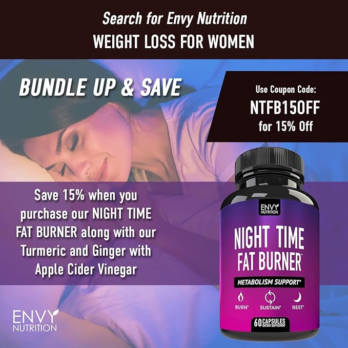 Envy Nutrition Turmeric & Ginger Supplement Capsules with Apple Cider Vinegar - Enhanced Immunity & Metabolism Support - 95% Curcuminoids, Bioperine (Black Pepper) for Superior Absorption - 60 Caps