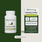 BIOptimizers MassZymes - Complete Digestive Enzymes Supplement for Gut Health - Bloating Relief for Men and Women - Lipase Amylase Bromelain Digestive Enzymes (120 Capsules)