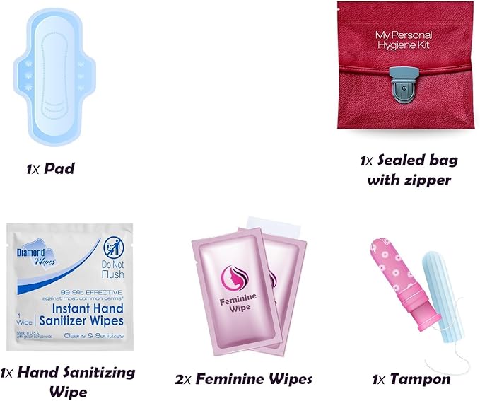 Assorted Menstrual Kit All-in-One 60 Pack | Convenience on The Go | Period Kit Pack for Travelling, Tweens & Teenagers or just When You’re Out | Individually Wrapped Feminine Hygiene Product