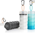 Accmor 3 Pcs Protein Powder Container to Go with Funnels Stand, 4 Compartments Stackable Protein Powder Dispenser for Workout, Fitness, Travel