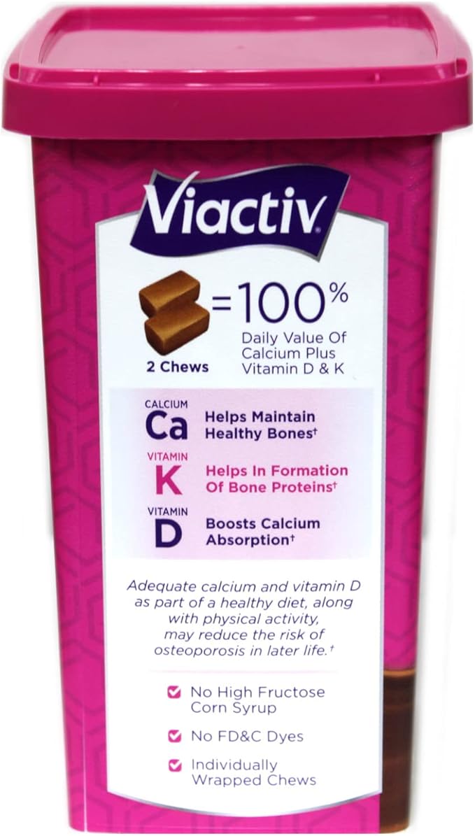 Viactiv Max Formula Calcium +Vitamin D3 Supplement for Bone Health Milk Chocolate, 100 Soft Chews - 3 Pack