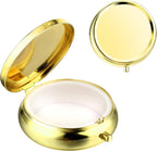 Sibba Portable Medicine Pill Case, Travel Multi-Functional Moisture Proof Pill Box for Purse & Pocket, Cute Metal Medicine Pill Organizer Box for Vitamins, Fish Oil & Supplements (Gold)
