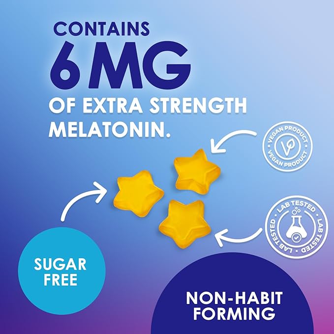Melatonin Sleep Gummies - 6mg Per Serving - Sugar-Free Sleep Support Melatonin Gummy for Adults - Extra Strength Sleeping Gummy Supplement - Supports Restful Sleep - Tasty Orange Flavor - 60 Gummies