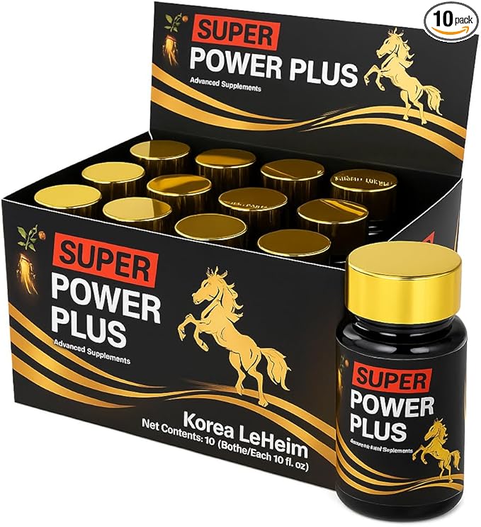Elestoria Power Plus Super - 10 Bottles Super Power-Plus Botanical Blend Liquid Supplement (1 FL OZ) Korean Ginseng Extract Ginseng Supplement Natural Men Tonic Ginseng Root Korean Red Ginseng Drops