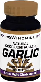 Windmill Garlic 350 mg Tablets Natural Odor-Controlled 100 Tablets (Pack of 2)