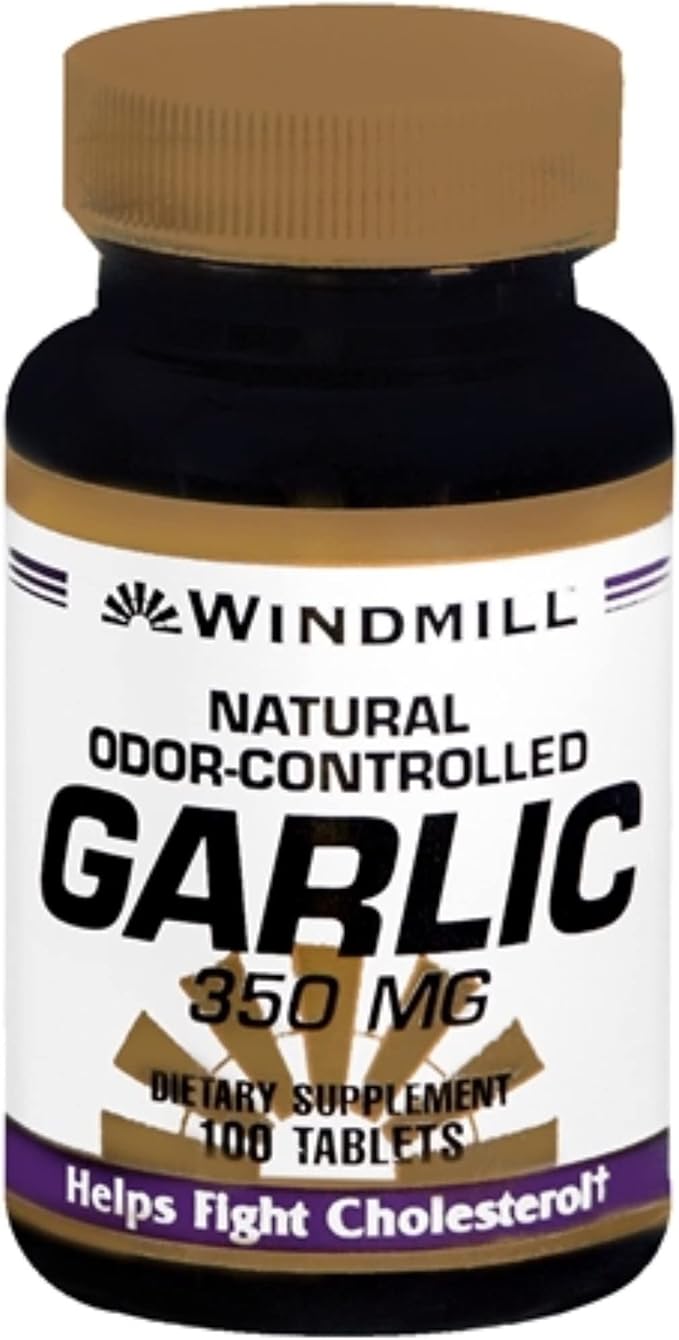 Windmill Garlic 350 mg Tablets Natural Odor-Controlled 100 Tablets (Pack of 2)