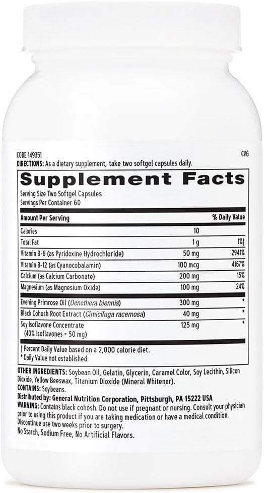 GNC Women's Phytoestrogen Formula, Supports Hormone and Mood Balance Plus Increased Energy, Targeted Relief for Menopause Symptoms, Daily Supplement, 120 Softgels