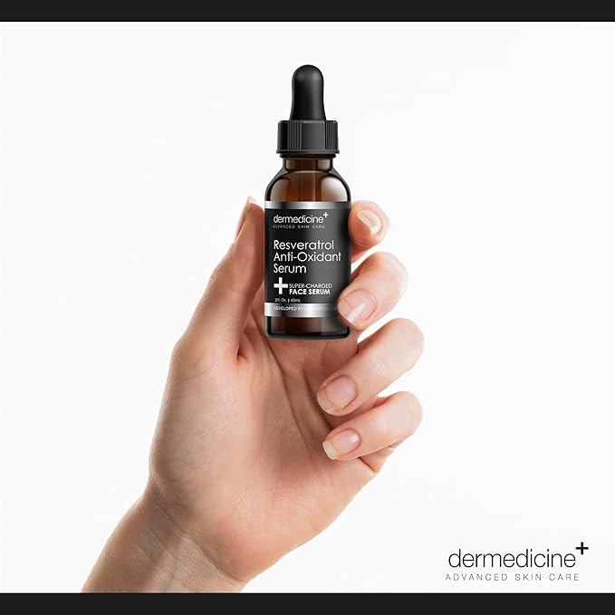 Dermedicine Resveratrol Liquid Serum Facial Skin Care Lift Resveratrol Serum for Face 2 Fl Oz