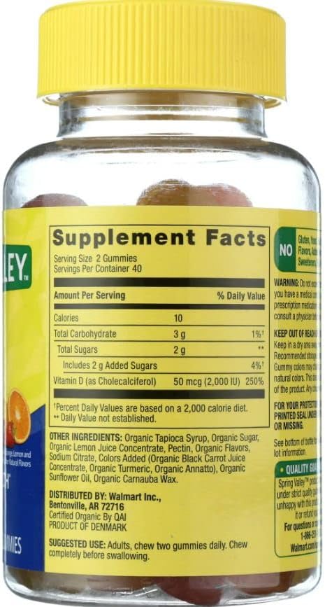 Spring Valley Vegetarian Vitamin D3 Gummies, 2000 IU, 50 mcg, 160 Ct+Better Guide Vitamins Supplements Book Free Include (Cannot Sold Separately)