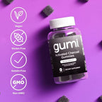 Gumi Nutrition Coconut Activated Charcoal Gummies - Charcoal Supplements for Detox, Oral Health & Gut Health - 200mg Gummy Vitamin - Gluten Free, Vegan & Non GMO - Natural Açaí Flavor (60 Count)