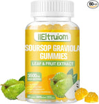 Soursop Gummies for Adults, Organic Soursop Leaves and Fruit Extract with Vitamin C, Zinc, 3500mg Soursop Graviola for Immunity, Digestive Aid & Antioxidant Boost, Sugar/Gluten Free(30 Servings)