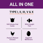Zammex Multi Collagen Protein Powder, 5 Types of Hydrolyzed Collagen Peptides, Premium Grass-Fed Beef, Chicken, Wild Fish, Eggshell, Keto & Paleo Friendly, 60 Servings, Unflavored