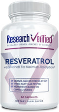 Research Verified Resveratrol - 98% Trans-Resveratrol 1000 mg, Anti-Aging Support - 1 Bottle - 60 Capsules